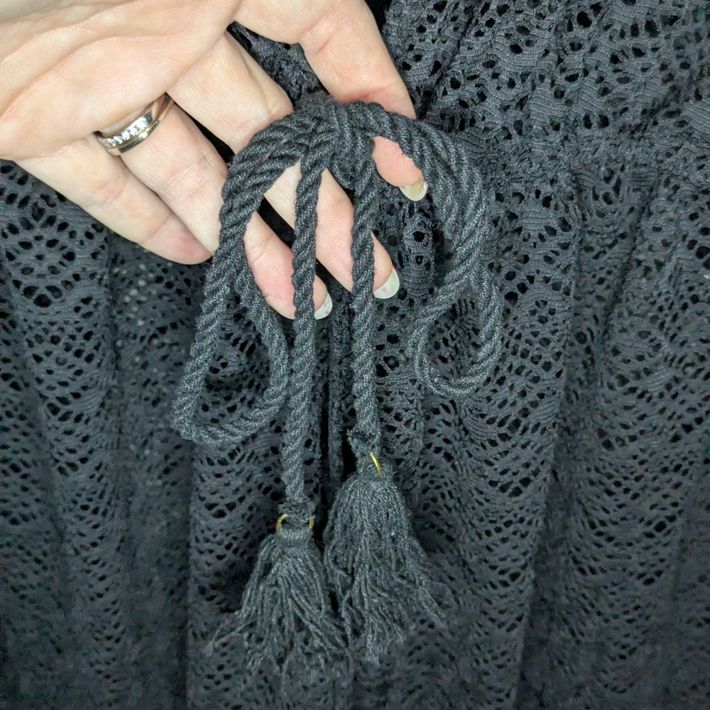 Torrid Size 2 Black Open Knit Lace Kimono Cardigan Swim Cover Up - Picture 6 of 12
